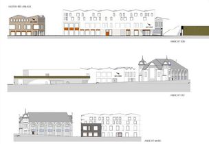 So sollen die Fassaden des neuen Wohn- und Einkaufsquartiers Rée Carré aussehen. Zeichnung: Kramm & Strigl GbR, Architekten und Stadtplaner (OFB)