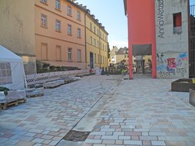 Die Pflasterarbeiten im ersten Bauabschnitt schreiten voran. Quelle: Stadt Offenburg